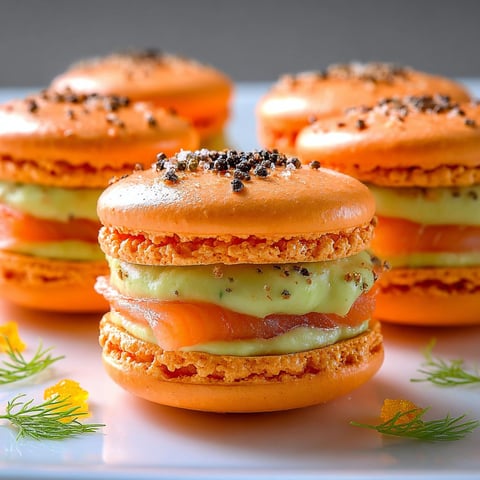Macarons Salés au Saumon Fumé & Crème d'Avocat Citronnée, une recette savoureuse et délicieuse.