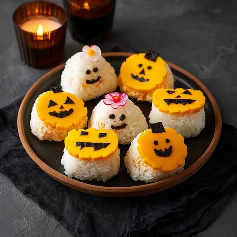 Onigiris Citrouilles au Thon et à la Mimolette : Une Idée Festive et Gourmande.