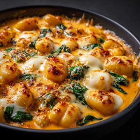 Un plat de gnocchis au potimarron et à la mozzarella fondante.