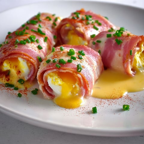 Rouleaux de Jambon Farcis aux Œufs Mimosa.