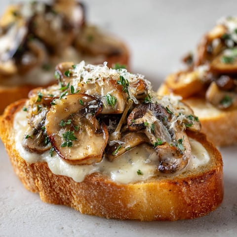 Pain à l'ail gratiné aux champignons, crème et ail - Spécial Noël.