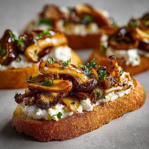 Crostini aux champignons marinés, une recette savoureuse et délicieuse.