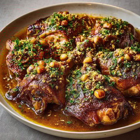 Dindon en sauce, garniture de châtaignes.