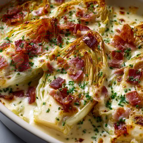 Une gratinée d'endives au bacon, servie dans un bol.