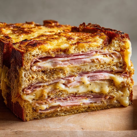Une recette de croque-cake est servie sur une table.