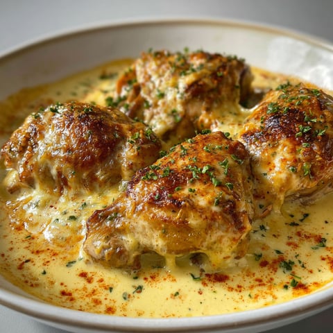 Poulet Gaston Gérard ultra crémeux à la moutarde et comté fondant.