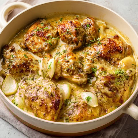 Un plat de Lapin à la moutarde facile avec des légumes et des herbes, est prêt à être mangé.