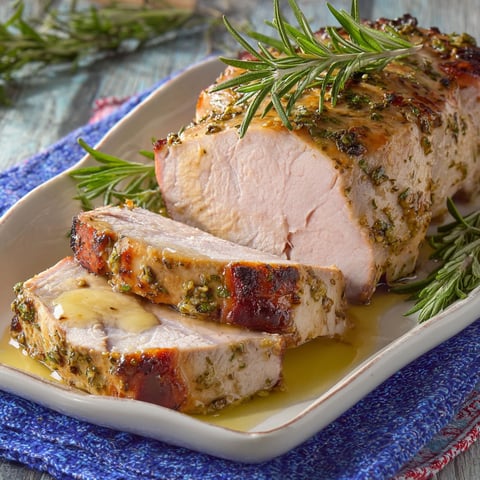 Un plat de rôti de porc économique aux herbes du jardin, avec des herbes et des épices pour une saveur unique et délicieuse.
