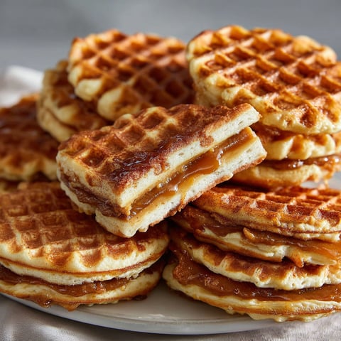 Une pile de gaufres flamandes fourrées à la cassonade.