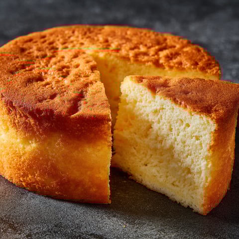 Une pièce de gâteau en forme de cercle, avec une partie arrachée, sur un plateau de granit.