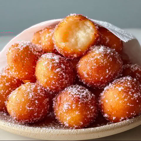Une pile de beignets au yaourt faciles, recette Beignets au yaourt faciles.