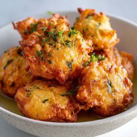 Un plat de Beignets de morue faits-maison : dorés, parfumés et irrésistibles.