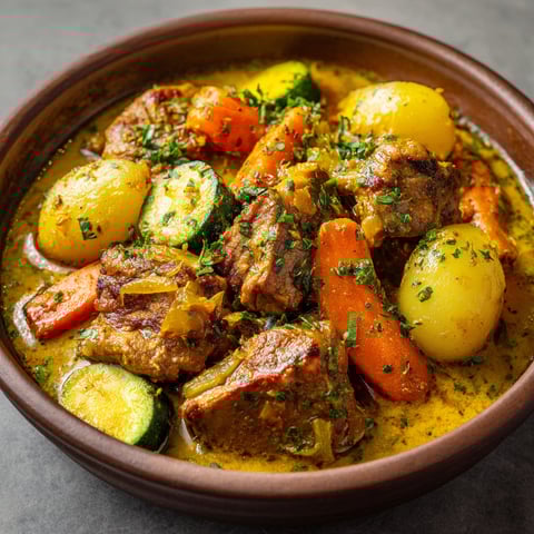 Colombo de porc antillais est un plat délicieux composé de viande de porc, de légumes et de herbes.