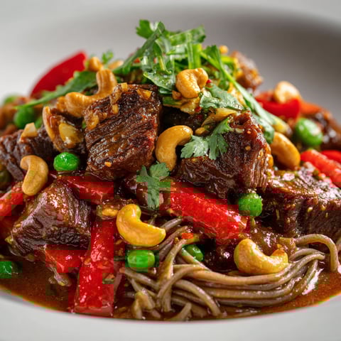 Boeuf braisé au tamari et au sirop d'érable.