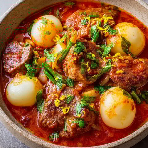 Un plat de Sauté d'agneau aux petits navets est servie dans un bol.
