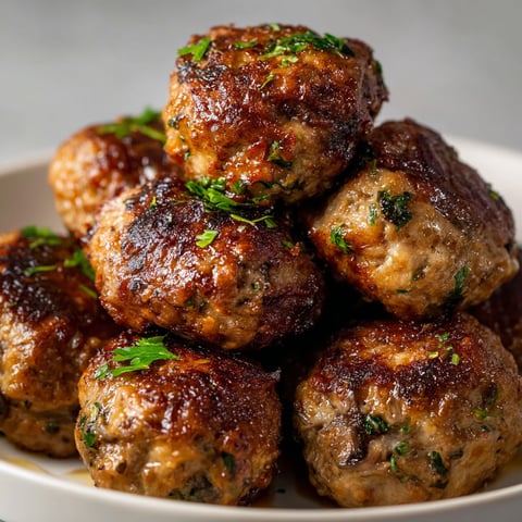 Une plate de boulettes fumées et vertes, avec des herbes et des champignons, est servie sur un plateau.