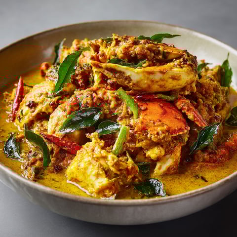 Un plat de Curry de crabe et noix de coco.