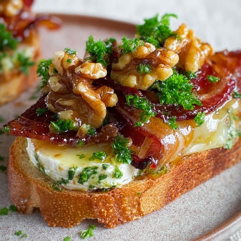 Une tartine de pain grillé avec du fromage et des noix, accompagnée d'un sirop d'érable à la canadienne.