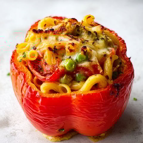 Un poivron farci aux restes de pâtes, une recette savoureuse et gourmande.