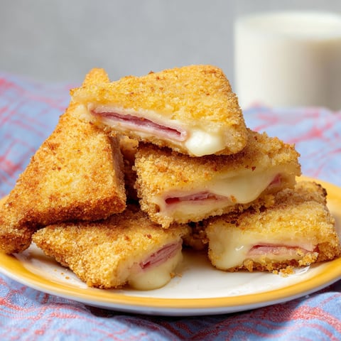 Sandwich frit à l’italienne, pané et garni de mozzarella fondue, ultra gourmand et irrésistible.