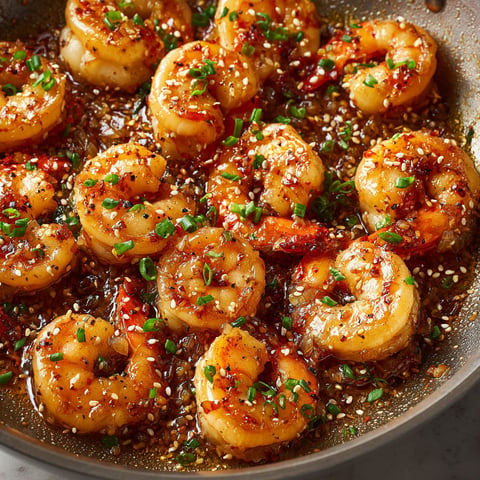 Crevettes au miel et au sésame, une recette de cuisine asiatique.