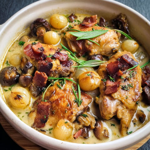 Lapin au vin blanc et à l'estragon, une recette savoureuse et délicieuse.