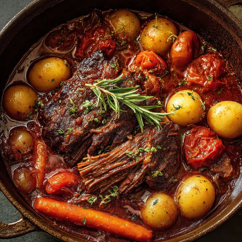 Une recette de boeuf braisé à l'italienne.