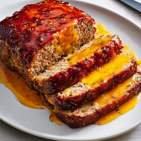 Une portion de Pain de viande au fromage cheddar sur un plate.