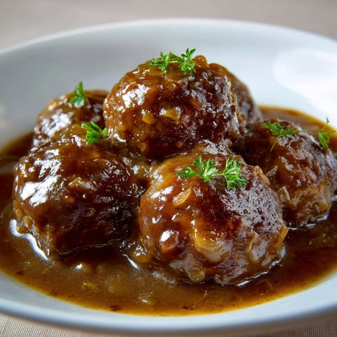 Boulets sauce lapin à la liègeoise sur un plateau.