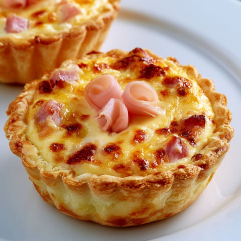Un mini cake salé avec du jambon et du fromage.