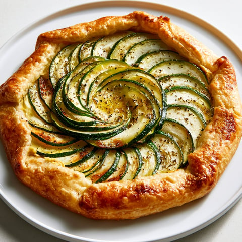 Une tarte rustique aux courgettes marinées, qui sent bon le soleil et l'été.