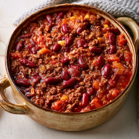 Un plat de chili con carne express est prêt à être mangé.