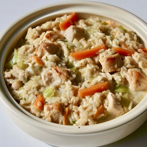 La Poule au Riz façon Mère Michèle est un plat de riz et de poulet servies dans un bol.