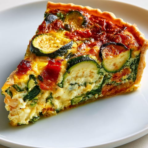 Tarte salée aux courgettes, lardons et crème pour un repas gourmand.