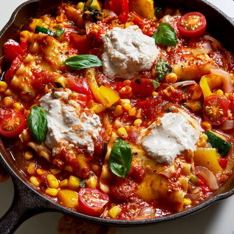 Une recette de lasagne d'été avec des légumes grillés et une sauce au yaourt.