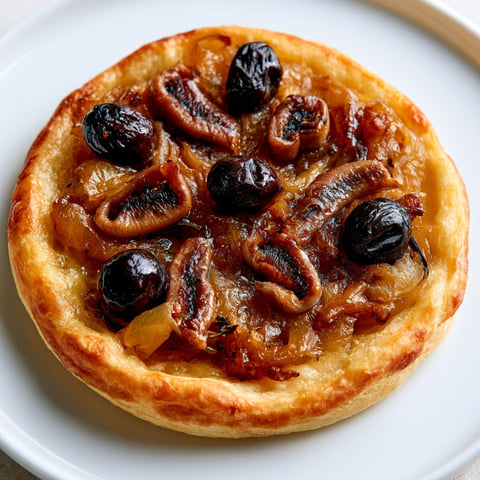 Mini-pissaladières croustillantes aux oignons caramélisés.