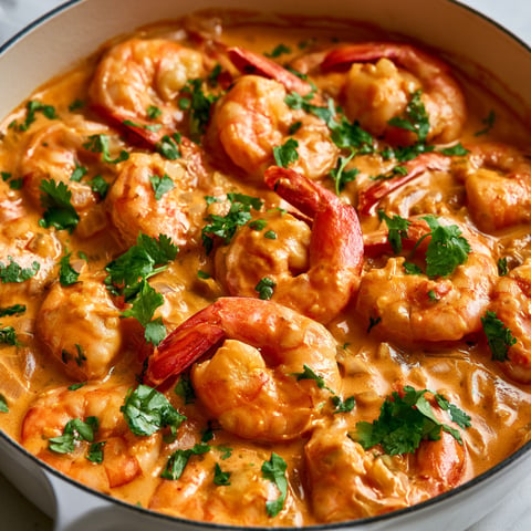 Une casserole de crevettes au curry et lait de coco au airfryer.